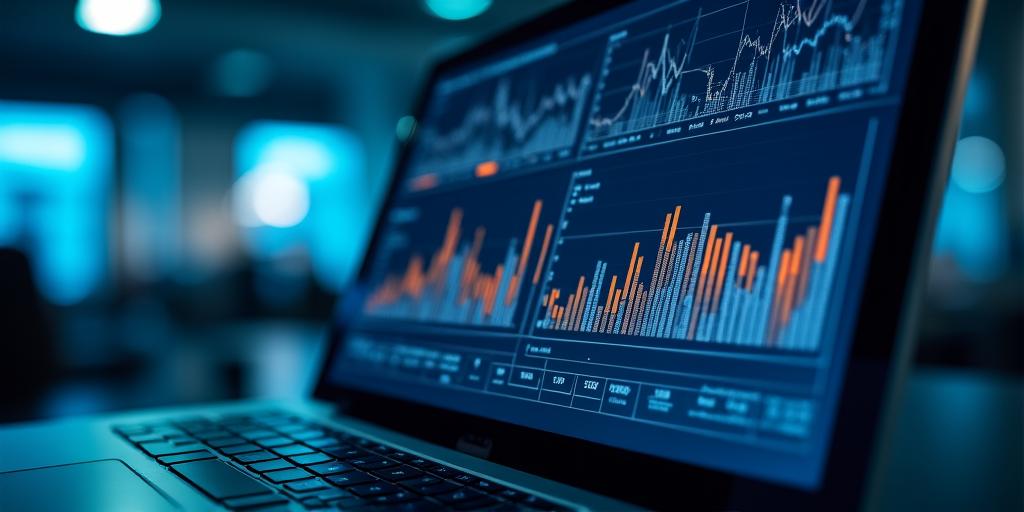 Data visualization dashboard showing growth curves and financial ROI metrics