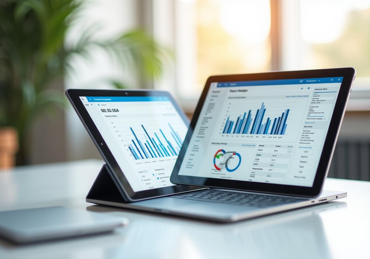 A sleek dashboard showing automated financial reports